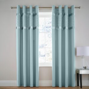 Catherine Lansfield Sequin Cluster 66x72 Inch Lined Eyelet Curtains Two Panels Duck Egg Blue