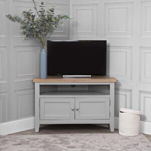 The Furniture Outlet Eaton Grey Painted Oak Corner TV Uni