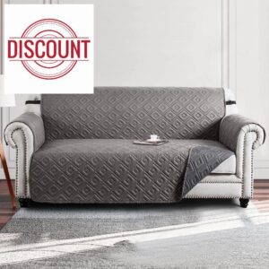 Moonlight Bedding Sofa Cover 3 Seater Non Slip 100% Water Resistant Sofa Slipcovers Light Grey - Dark Grey Reversible Quilted Sofa Protectors from Pets/Dogs
