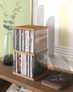 AREAJD Retro Walnut-colored MDF CD Rack Organizer
