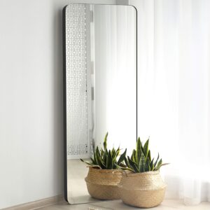 Upland Oaks Large Full Length Body Mirror for Floor & Wall in Bedroom - 165 x 54 cm Metal Frame - Big & Tall Long Mirror for Leaning - Full Length Wall Mirror Size (Black