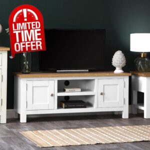 The Furniture Outlet Salisbury White Painted Oak Large TV Uni