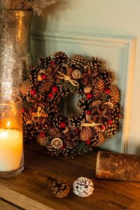 Marco Paul Christmas Pine Wreath Garland Ornaments - Classical Autumn Decor with Pine Cones