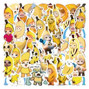 50PCS Banana Cat Stickers Funny Kitty Doodles Water Bottle Envelope Stickers Wall Stickers Skateboard Cell Phone Vinyl Decals
