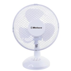 Belaco 9inch Table Fan Desk Fan with 2 Speed Oscillating cooling fan Stand Fan Low Noise Strong Resistant Base BLTF25 high protective mesh grill home office
