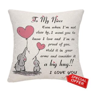 Bommex Niece Cushion Cover Throw Pillow Cover Niece Gifts from Aunt Uncle Thanksgiving (niece-2)