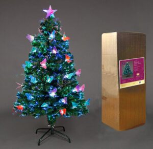 SHATCHI 2Ft-7Ft Fibre Optic Artificial Christmas Multicolor LEDs Pre-Lit Green Xmas Tree with Stand Base Festival Seasonal Holiday Home Decorations