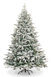 Garden Store Direct Lapland Fir Covered Artificial Christmas Tree Snow Flocked PE PVC Mixed Tips Hinged Branches Bushy Luxury Xmas Home Snowy Decorations 4ft to 10ft (7ft (210cm)