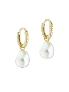 Ted Baker Periaa Pearly Chain Huggie Earrings (Gold Tone/Pearl)