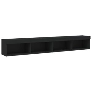 idaXL TV Cabinets 2 pcs Set in Black Engineered Wood with LED Lights