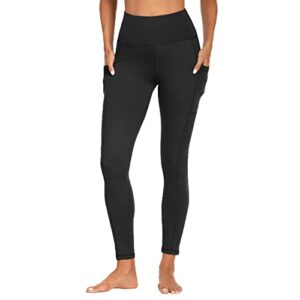 FOTOCITI Leggings for Women with Pockets Black High Waisted Gym Leggings Soft Elastic Opaque Tummy Control Slim Trousers Sports Workout Running Yoga Pants