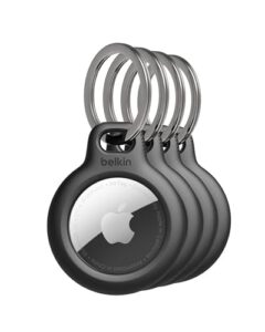 Belkin AirTag Case with Key Ring (Secure Holder Protective Cover for Air Tag with Scratch Resistance Accessory) – 4-pack