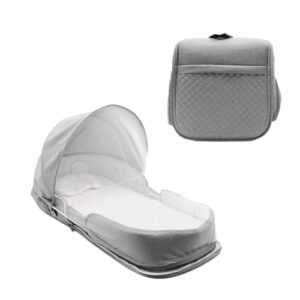 ESSECMBS Baby Crib Diaper Bag 2-In-1 Portable Folding Baby Bed & Mommy Bag Travelling Foldable Mommy Bag Bed Backpack