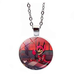 DAOWIN Hazbin Hotel Necklace Cartoon Peripheral Character Pendant Angel Dust Cosplay Props Gemstone Fashion Jewellery for Girlfriend