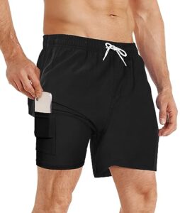 APTRO Men's Swim Trunks 2 in 1 Sportshorts Compression Liner Swimming Shorts Board Surfing Gym Running Short 7 inch Summer Beach Shorts 01