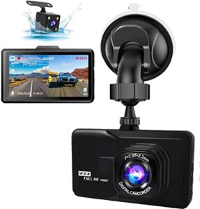 Dash Cam Front and Rear 1080P Full HD Dual Dashboard Camera Dashcam for Cars 170 Wide Angle HDR with 2.7" LCD Display Night Vision Motion Detection and G-senso