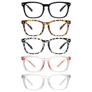 ZONLON 5 Pack Reading Glasses for Women Men Blue Light Blocking Spring Hinges Fashion Lightweight Computer Readers