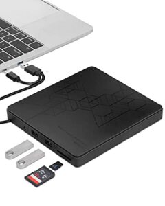 Maxesla External DVD Drive USB3.0 Type C with SD TF Card Reader & USB-Stick Port