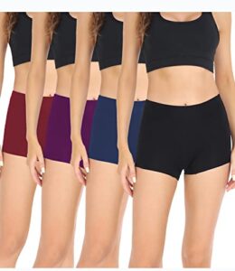 wirarpa Women's Boyshort Panties Ladies Safety Boxer Briefs Anti Chafing Cotton Underwear with Cotton Crotch 4 Pack