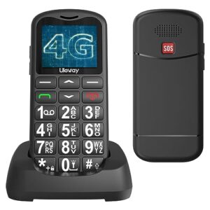 Tosaju 4G Big Button Mobile Phone for Elderly Basic Mobile Phone Unlocked Sim Free Senior Mobile Phones Easy to Use Pay as You Go 1.77" LCD Display SOS Button Torch 1000 mAh Battery - Black