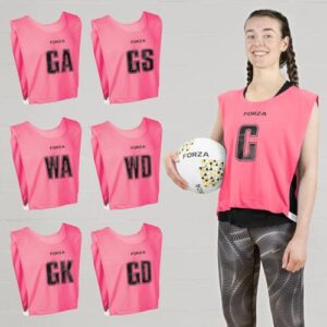 FORZA Pro Netball Bibs [7 Pack] | Full Netball Player Position Bib Pack Available in 7 Colours - Ideal for Schools & Clubs