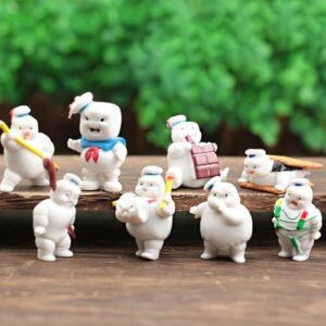 8Pcs Mini Ghost-busters Toys | 4cm PVC Ghost-busters Stay Puft Figure | Cute Marshmallow Man Ghost-busters Afterlife Merch | Movie Peripheral Figures Toys Set Home Decor Gifts for Fans