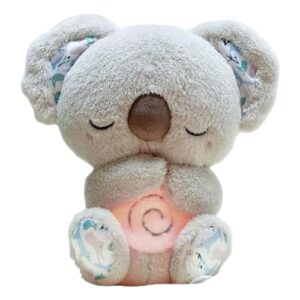 Soothing Koala Bear Anxiety Relief Koala Doll Breathing Otters Plushies Doll Portable Koala Sleep Buddy with Soothing Music Lights and Rhythmic Breathing Motion Gifts for Newborn Babies