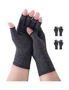 AovYoo 2 Pairs Fingerless Arthritis Compression Gloves Raynauds Gloves Rheumatoid Osteoarthritis Wrist Supports -Hand Pain Relief (M