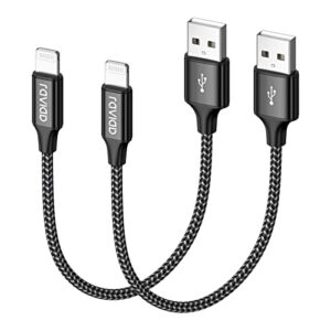 RAVIAD iPhone Charger Cable Lightning Cable 2Pack 30CM iPhone Charger Nylon Braided Fast iPhone Charging Cable Lead for iPhone 11 Pro Max XR XS X 8 Plus 7 Plus 6s Plus 6 Plus 5s 5 SE 202
