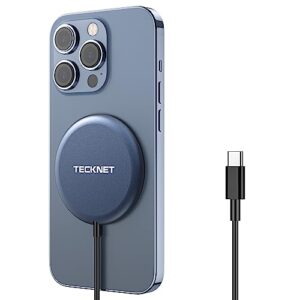 TECKNET 15W Wireless Charger with Built-In USB-C Cable - Magnetic Phone Charger for iPhone