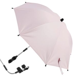 Pram Parasol Pram Umbrella Universal Baby Stroller Umbrella 360° UV Protection Pushchair Parasol Sun Umbrella with Adjustable Clamp and Flexible Arm Baby Canopy for Buggy Bike (Pink