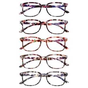 ZONLON 5 Pack Reading Glasses for Women - Anti Blue Light Blocking with Spring Hinges