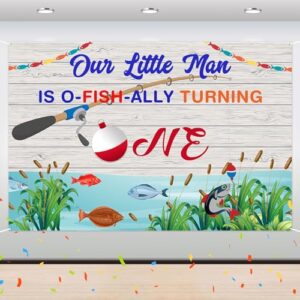 RoadSea Fishing Theme 1st Birthday Backdrop Banner - Gone Fishing First Birthday Party Background - Gender Reveal Boy Sign The Big One Party Photography Background Decorations - 6 x 4 Fee