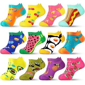 Jeasona Ankle Socks Trainer Socks Ladies Cotton Multipack Fruit Funny Odd Socks Christmas Gifts for Women Stocking Stuffe