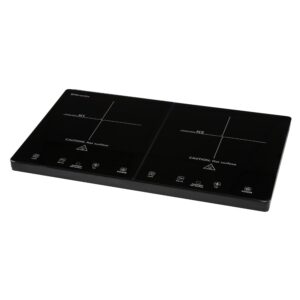 EMtronics 2800W Double Induction Cooker Hob with 9-Level Dual Temperature Control