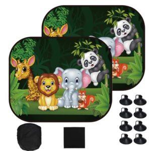 WEDNOK 2Pcs Car Window Shade for Baby Car Sun Visor with 8 Suction Cups for Children Cars Rear Sunshades Universal Side Window Shield for Kids Girls Boys Summer UV Rays Protection(Animal Pattern)