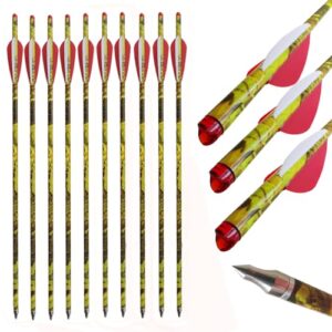 ACCMOS 12 pcs Crossbow Arrows 13.5" 16" 17" 18" 20" Crossbow Bolt ID 7.6mm OD 8.8mm Carbon Arrow 125 grain Tip for Archery Hunting