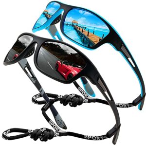 Sports Sunglasses Mens Womens Polarised For Holiday Travel Driving Cycling Fishing Hiking Ultralight Wrap Around with Glasses rope Strap UV Protectio