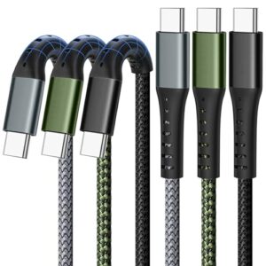 3-Pack 1M 60W USB C to USB C Cable Nylon Braided Type C Cable Fast Charging Cable For Samsung iPhone 15 Pro Max Huawei Pixel 8 7 Redmi iPad Pro MacBook Pro