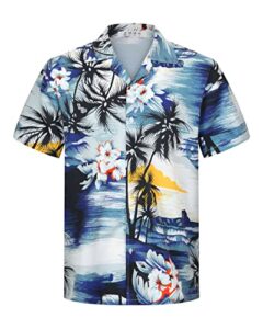 APTRO Men's Hawaiian Shirt Short Sleeved Shirt Floral Beach Aloha Funky Party Shi