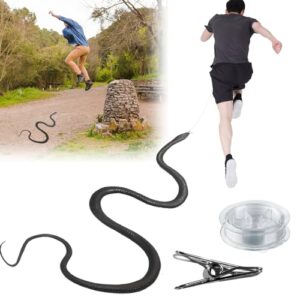 Snake Prank with String Clip - Snake Clamp Prank - Chasing Snake Rope Prank - Snake on a String Prank That Chase People - DIY Golf Snake Prank with Rope and Clamp - Snake Prank Never Gets Old (Black)