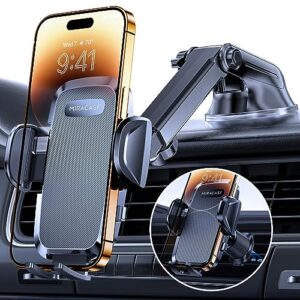 Miracase Car Phone Holder【Super Suction Cup & Ultra Stable Double Steel-Hook】 Universal Mobile Phone Holder for Car