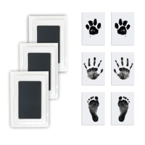Baby Handprint and Footprint Kit Pet Dog Paw Print Kit 3 Baby Inkless Print Pads 6 Imprint Cards Baby Footprint Kit & Handprint Kit for Newborn Baby New Pet Family Keepsake Newborn Baby Gift Black