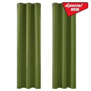 Deconovo Super Soft Thermal Insulated Curtains Blackout Curtains Eyelet Curtains for Bedroom Grass W42 x L84 Inch Two Panels