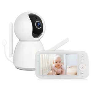 Byxsb 5-inch baby monitor 1080P camera 360° swivel 720P HD screen double zoom night vision two-way conversation with 10 lullabies