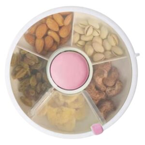 Snack Spinner Travel Snack Box for Toddlers 5 Compartment Snack Spinner Kids Container Transparent Lid Leakproof Spill-Proof Portable Snackle Box Container