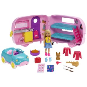 Barbie Chelsea Doll with Toy Car and Camper Playset