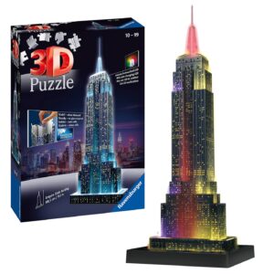 Ravensburger Empire State Building 3D Jigsaw Puzzle for Adults and Kids Age 10 Years Up - Night Edition with LED Lighting - 216 Pieces - No Glue Required