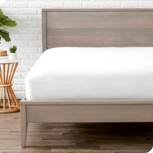 Bare Home Fitted Bottom Sheet Double - Premium 1800 Ultra-Soft Microfibre - Ultra-Soft Wrinkle Free - Deep Pocket - 35 CM Deep - 15" Deep - Double Fitted Sheet (Double