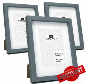 Grey 8 x 6 Inch/A5 Photo Frame Set of 3 with Mount for 4 x 6''poto